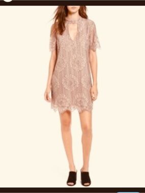 Socialite Mauve Lace Trim Dress